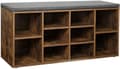 Miniatyrbillede 1 af 7: Rootz Skobænk - Skostativ - 10 rum - Industriel - Polstring - Brun - Grå - 104 x 30 x 48 cm