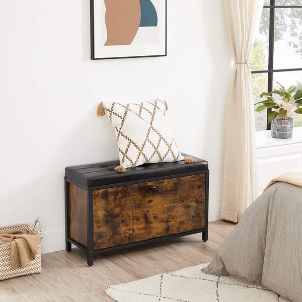 Rootz Skobænk - Skoskab - Opbevaring - 6 par sko - Industriel - 80 x 30 x 51 cm - Brun - Sort