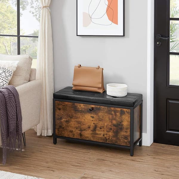 Rootz Skobænk - Skoskab - Opbevaring - 6 par sko - Industriel - 80 x 30 x 51 cm - Brun - Sort