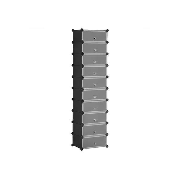 Rootz 10 Skoæsker - Skostativ i plast - Opbevaringsstativ - Garderobe - Sort - 40 x 30 x 17 cm pr. rum