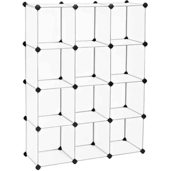 Rootz Säilytysteline - Osastokaappi - Muovi - Hyllyjärjestelmä - Säädettävä - Valkoinen - Läpinäkyvä - 93 x 31 x 123 cm