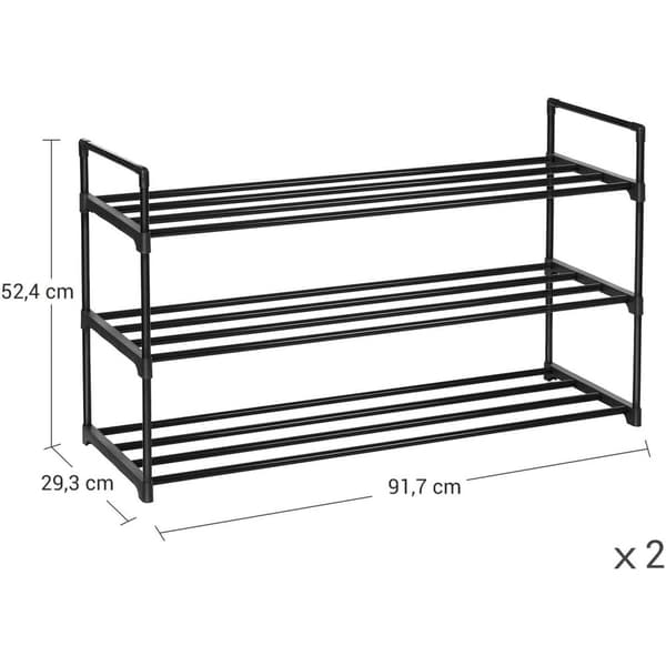 Rootz skostativer - Sæt med 2 - Sko Organizer - 24-30 par sko - Stabelbar - 92 x 30 x 53 - Metal - Sort