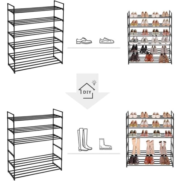 Rootz skostativer - Sæt med 2 - Sko Organizer - 24-30 par sko - Stabelbar - 92 x 30 x 53 - Metal - Sort