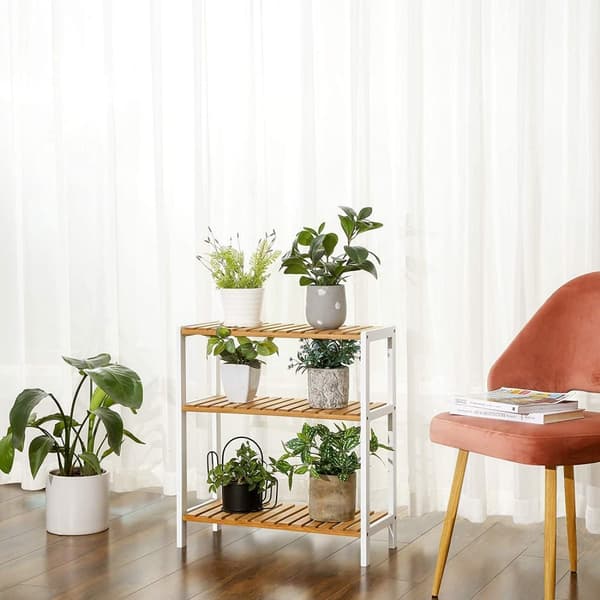 Rootz Skoställ - Skohylla - Bambu - Rack - 3 nivåer - Vit - Beige - 60 x 26 x 66 cm