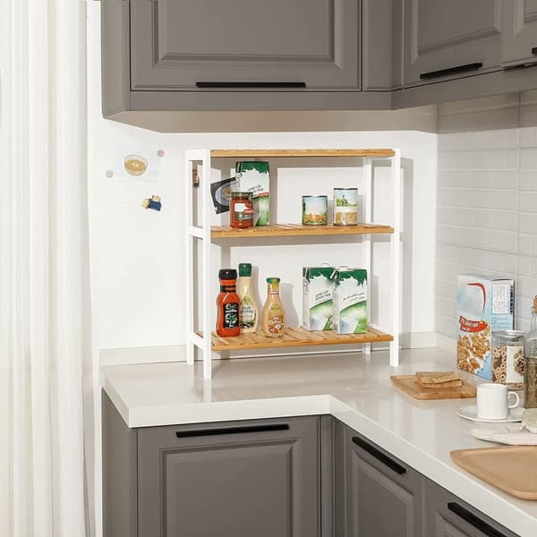 Rootz Skoställ - Skohylla - Bambu - Rack - 3 nivåer - Vit - Beige - 60 x 26 x 66 cm