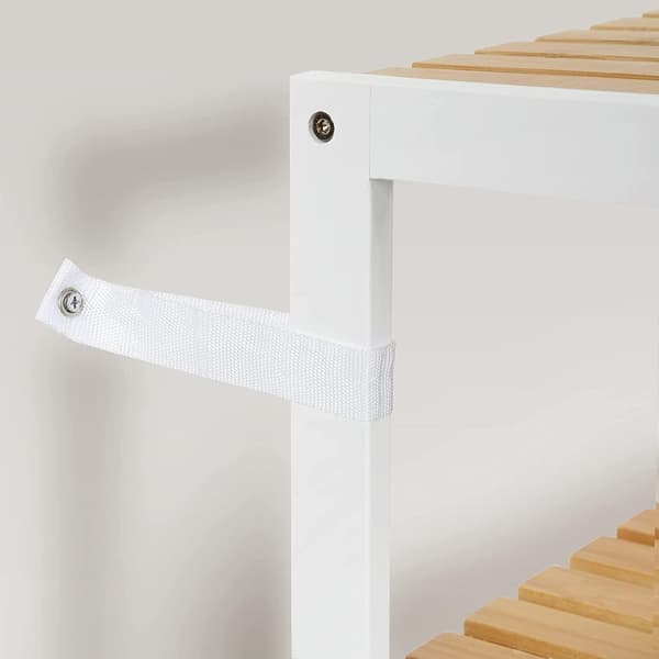 Rootz Skoställ - Skohylla - Bambu - Rack - 3 nivåer - Vit - Beige - 60 x 26 x 66 cm