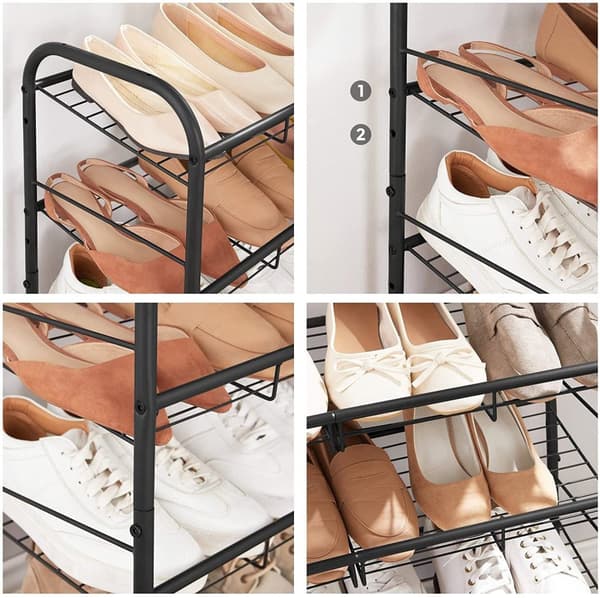 Rootz Skostativ - Skoarrangør - 3 niveauer - Max 12 par sko - Stål - Sort - 68,5 x 27,5 x 49,5 cm