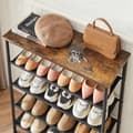 Miniatyrbillede 8 af 9: Rootz Skostativ - Skostativ - Skohylde - med 4 hylder - Stående - Industriel - Brun og Sort - 75 x 30 x 91 cm