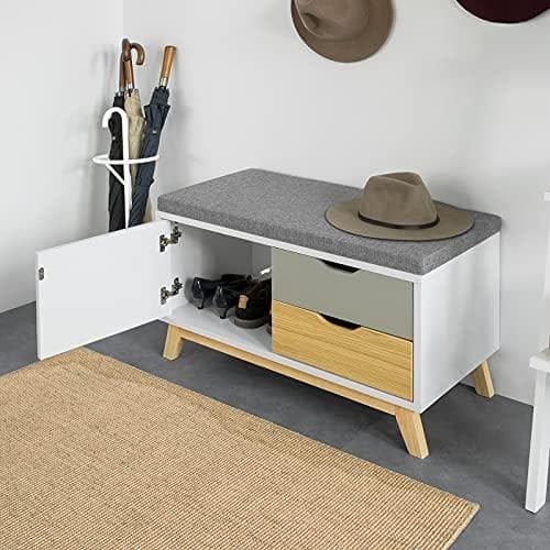 Rootzin käytäväkenkä - Penkkikenkä - Kaappikenkä - Teline, 1 kaappi ja 2 laatikkoa, L80 x S38 x K51cm