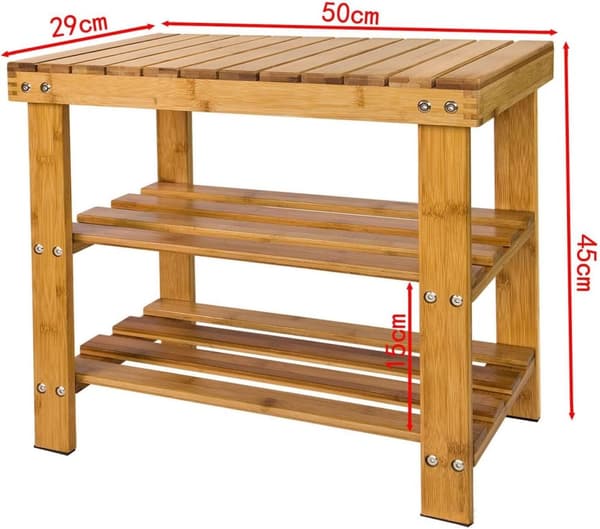Rootz Bamboo kenkäteline - Penkki - Kylpyhuoneen hylly - 50cm x 29cm x 45cm