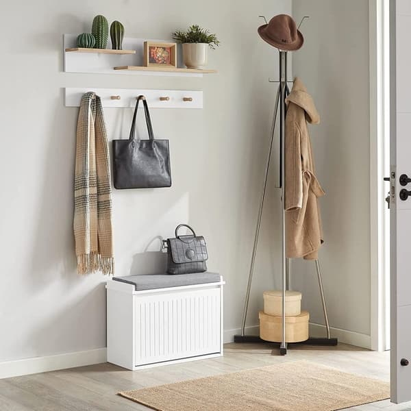 Rootz Hallway Skobænk - Skostativ - Skoskab med sædehynde og flipskuffe - L70 x B49 x H19cm