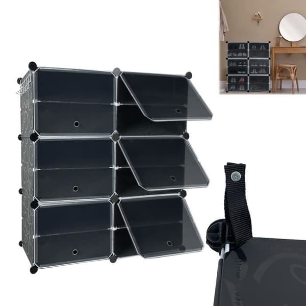 Skohållare - XMTECH - 12 Kubik - Plastskåp - 6 Nivåer - 82x93cm