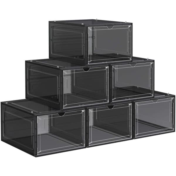 Rootz sæt med 6 skoæsker - Skoopbevaring - Skoopbevaring - Plast - Gennemsigtig - Stabelbar - 27 x 34,5 x 19 cm - Sko op til størrelse 45