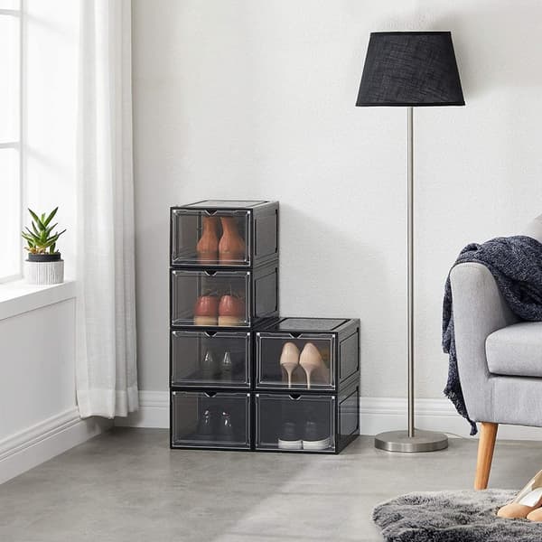 Rootz sæt med 6 skoæsker - Skoopbevaring - Skoopbevaring - Plast - Gennemsigtig - Stabelbar - 27 x 34,5 x 19 cm - Sko op til størrelse 45