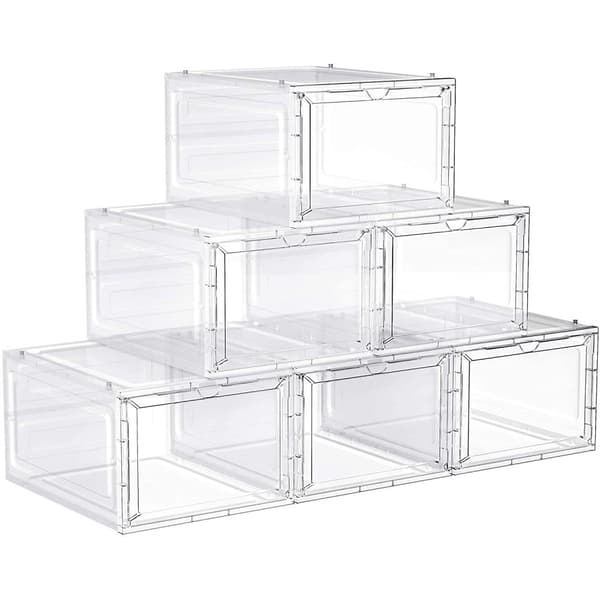 Rootz sæt med 6 skoæsker - Skoopbevaring - Skoopbevaring - Plast - Gennemsigtig - Stabelbar - 27 x 34,5 x 19 cm - Sko op til størrelse 45
