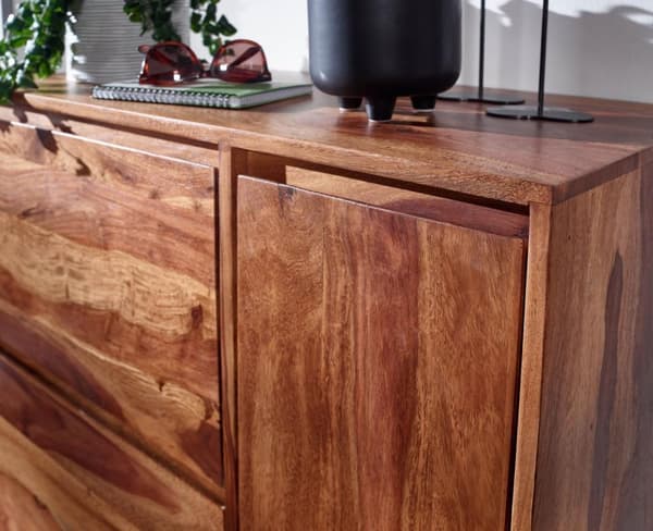 Rootz skoskab massivt sheesham træ 88x120x40 cm skohylde lukket - Design sko kommode med hylde - Sko opbevaringshal kommode til sko høj
