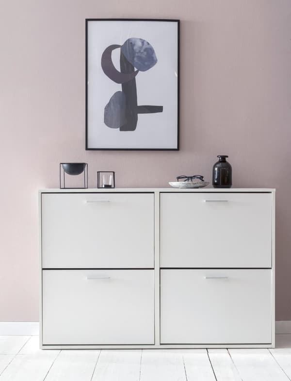 Rootz Skoskab Moderne 120 x 81 x 24 cm træ - Skohylde Hvid 4 rum - Skoskab overskab med hylde - Design Sko Sko Sko Opbevaring - Korridor kiste til sko