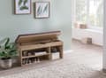 Miniatyrbillede 5 af 7: Rootz Bænk med sæde Garderobe Bænk træ 104x51x32 cm Sonoma - Træbænk lille polstret - Bænk smal gang med opbevaringsplads - Brystbænk sko kiste entre