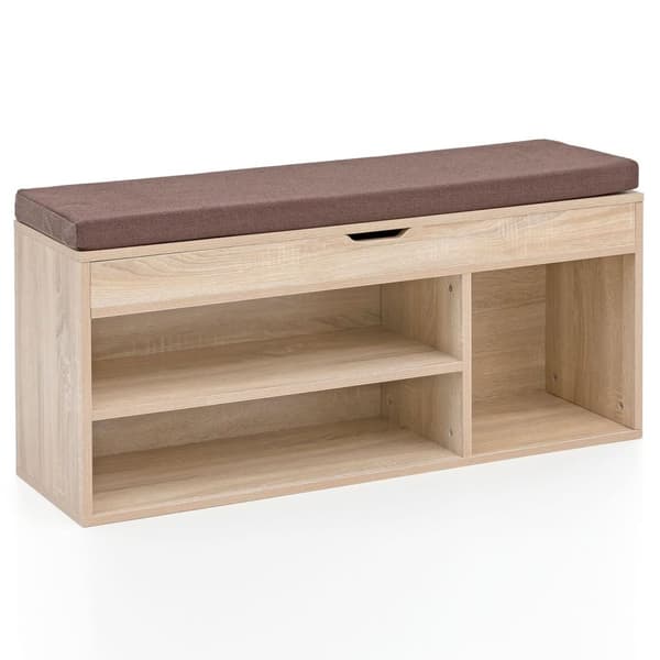 Rootz Bænk med sæde Garderobe Bænk træ 104x51x32 cm Sonoma - Træbænk lille polstret - Bænk smal gang med opbevaringsplads - Brystbænk sko kiste entre