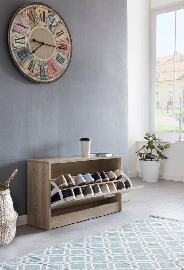 Rootz stativ med sæde Sonoma eg sko tipper træ 80 x 47 x 24 cm - Gulvbank lille lukket - Bænk smal gang med opbevaringsplads - Skoskab enkelt bænk bæn