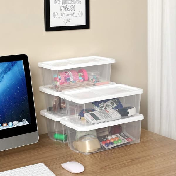 Rootz Skolåda - Set med 12 - Transparent förvaringslåda - Plastlock - 35 x 20 x 12,5 cm