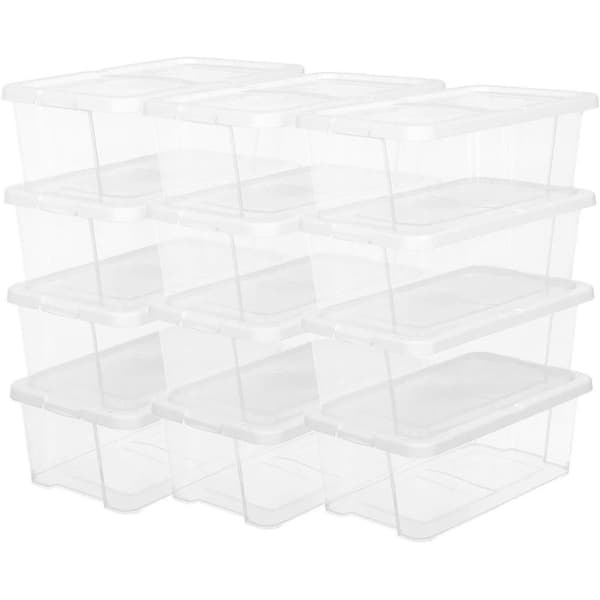 Rootz Skolåda - Set med 12 - Transparent förvaringslåda - Plastlock - 35 x 20 x 12,5 cm