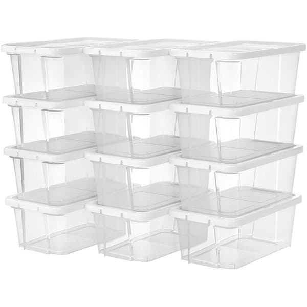 Rootz Skolåda - Set med 12 - Transparent förvaringslåda - Plastlock - 35 x 20 x 12,5 cm
