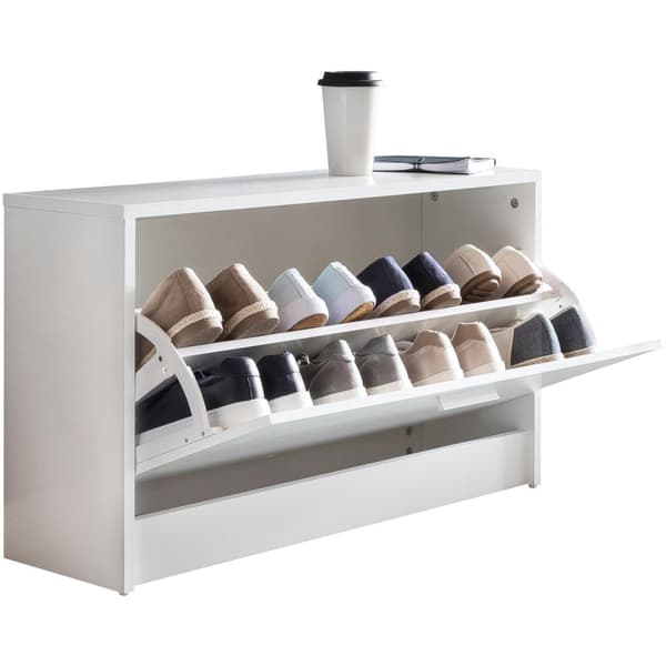 Rootz Bænk med sæde Hvid Sko Dumper Træ 80 x 47 x 24 cm - Gangbank lille lukket - Bænk smal gang med opbevaringsplads - Skoskab enkeltbænk bænkbænk ga