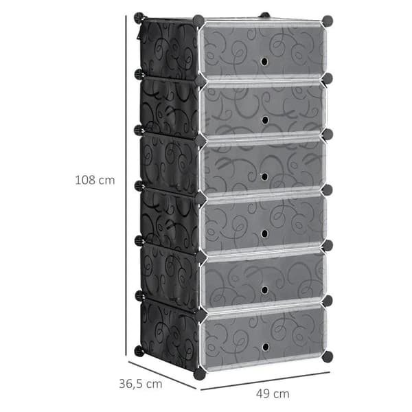 Rootz skostativ - modulært skostativ til 6 par sko - abs-stik - dørplade - træhammer - sort - 49L x 36,5W x 108H cm