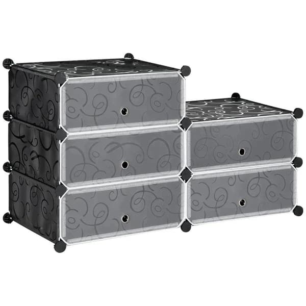 Rootz skostativ - modulært skostativ til 6 par sko - abs-stik - dørplade - træhammer - sort - 49L x 36,5W x 108H cm