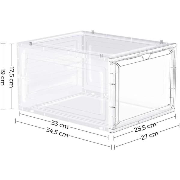 Rootz sæt med 12 skoæsker - Skoopbevaring - Skoopbevaring - Plast - Gennemsigtig - Stabelbar - 27 x 34,5 x 19 cm - Sko op til størrelse 45