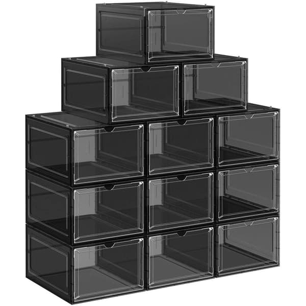 Rootz sæt med 12 skoæsker - Skoopbevaring - Skoopbevaring - Plast - Gennemsigtig - Stabelbar - 27 x 34,5 x 19 cm - Sko op til størrelse 45