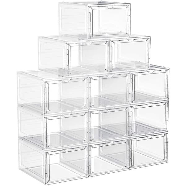 Rootz sæt med 12 skoæsker - Skoopbevaring - Skoopbevaring - Plast - Gennemsigtig - Stabelbar - 27 x 34,5 x 19 cm - Sko op til størrelse 45