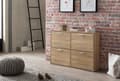 Miniatyrbild 6 av 7: Rootz Modern 120 x 81 x 24 cm Skohylla i trä Sonoma 4 fack - Skoskåp överskåp med hylla - Design skotippar skoförvaring - Korridorlåda för skor högt