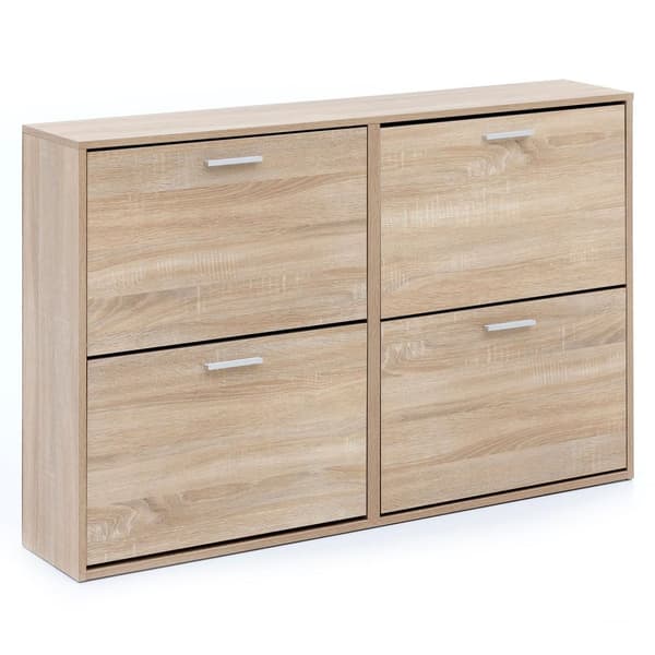 Rootz Modern 120 x 81 x 24 cm Puinen kenkäteline Sonoma 4 lokeroa - Kenkäkaappi yläkaappi hyllyllä - Design kenkäkippisäilytys - Käytävän rintakehä ko