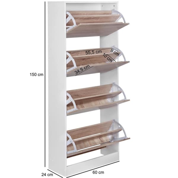 Rootz skoskåp med 4 fack för hopfällbar skobyrå 150 cm skohylla för 24 par skor byråsko modern tipp
