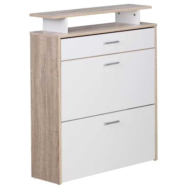 Rootz kenkäteline puuta 80x95x24 cm moderni Sonoma tammi - Design kenkäteline kenkäteline kapea - Kenkäkaappi kenkäsäilytys laatikolla - Eteisen kaapi
