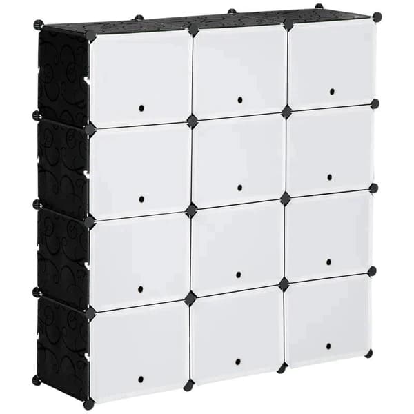 Rootz skoskab - træhammer - sort klemme - plast + stål - sort + hvid - 125 x 32 x 125 cm