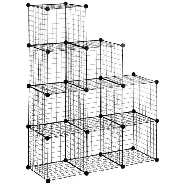 Rootz Plug-in reoler - Terninghylde - Skohylde - 9 terninger - Modulstruktur - Stål - Sort - 35 x 35 x 35 cm