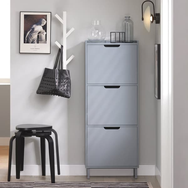SoBuy Smalt skoskåp med fack Skohylla hög Hallmöbler FSR151 50*19*129cm(Grey)