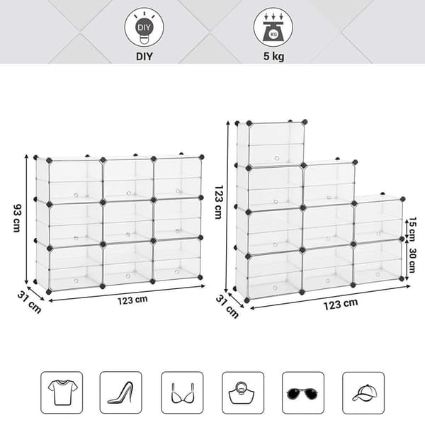 Rootz Skoskåp Transparent - Förvaringsskåp - Transparent Hyllskåp - Skoskåp - 9 par skor - 123 x 31 x 93 cm