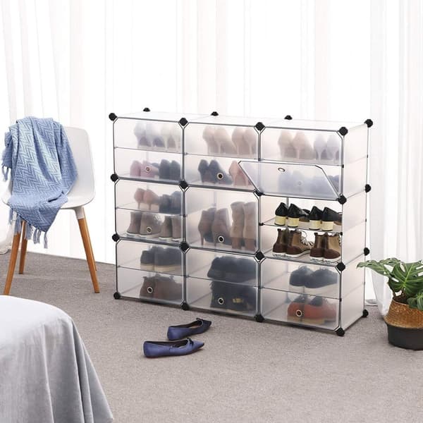 Rootz Skoskåp Transparent - Förvaringsskåp - Transparent Hyllskåp - Skoskåp - 9 par skor - 123 x 31 x 93 cm