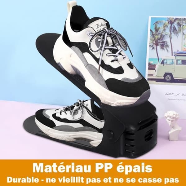 Shoe Organizer - LZQ - Paket med 10 - Justerbar - Platssparande - Svart