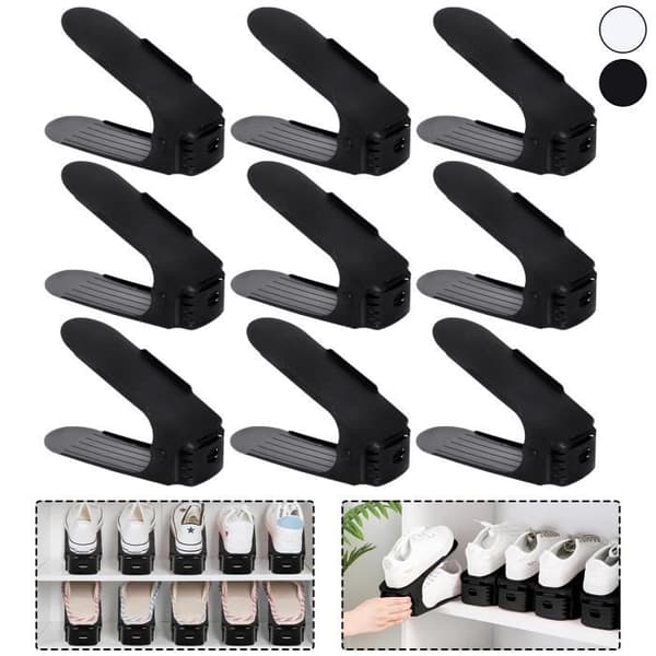 Shoe Organizer - LZQ - Paket med 10 - Justerbar - Platssparande - Svart