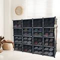 Miniatyrbild 3 av 4: Vikbar skoorganisator - LZQ - Multifunktionell skoförvaringslåda - Transparent och svart