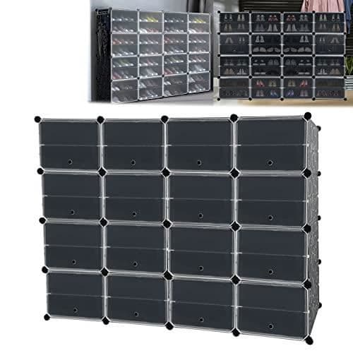 Vikbar skoorganisator - LZQ - Multifunktionell skoförvaringslåda - Transparent och svart