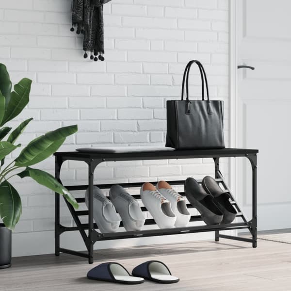 vidaXL skostativ 90x30x45 cm konstrueret træ sort