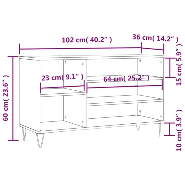 vidaXL skoreol 102x36x60 cm konstrueret træ sonoma-eg