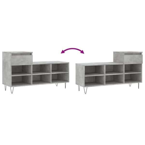 vidaXL Skoskap betonggrå 102x36x60 cm konstruert tre