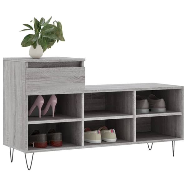vidaXL Skoskåp grå sonoma 102x36x60 cm konstruerat trä